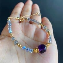 氣質款 強光 灰月光 紫水晶 設計款手鍊 天然石 禮物 調節