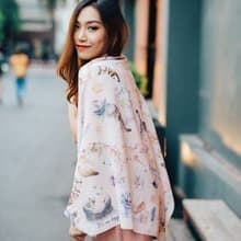 /贈貓咪明信片/ 我們是歡樂貓咪 - 手工絲巾/圍巾 (桃色)