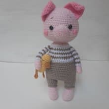 Hand crochet Funny Peter the Pig Stuffed toys Animals Plush toys Knit Gift