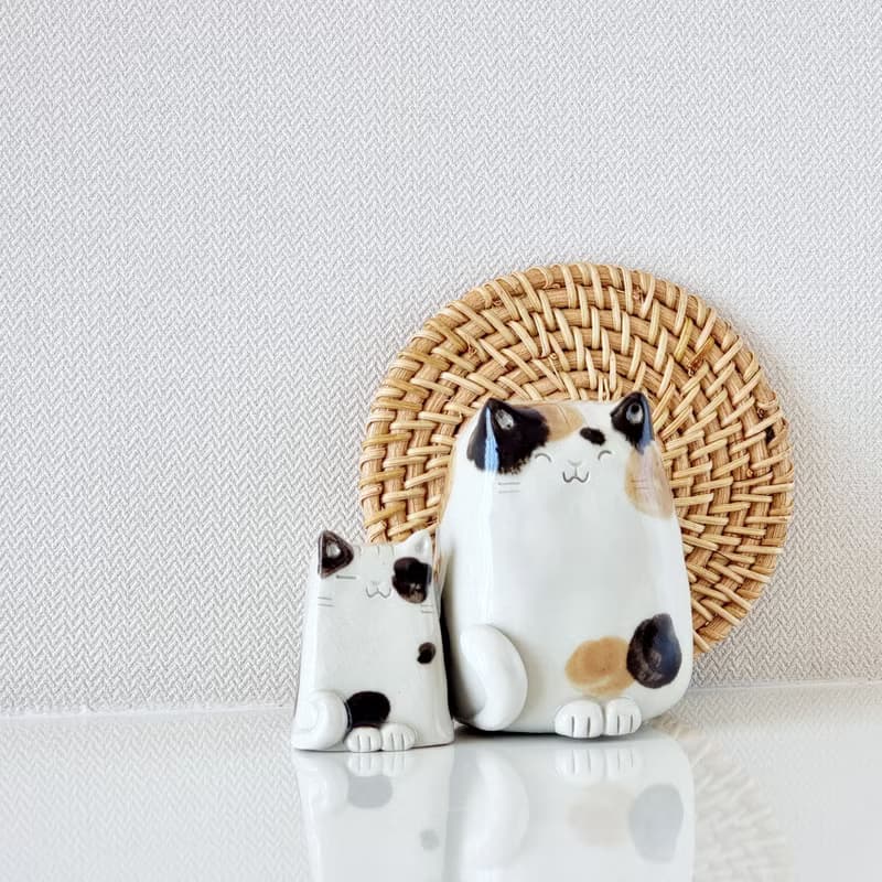 Handmade Cat Pair – Ceramic Figurines for Table Decoration, Shelf or Wedding Gift