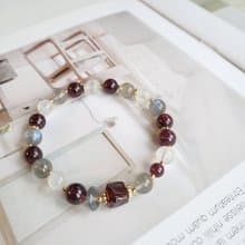 桃花貴人養顏美容/月光石拉長石紫牙烏手鍊