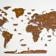 Walnut Color- Wooden World Map-Wall Decoration for Homes and Offices