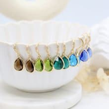 Delicate Transparent Teardrop Crystal Stone Sparkling Cubic hook Earrings