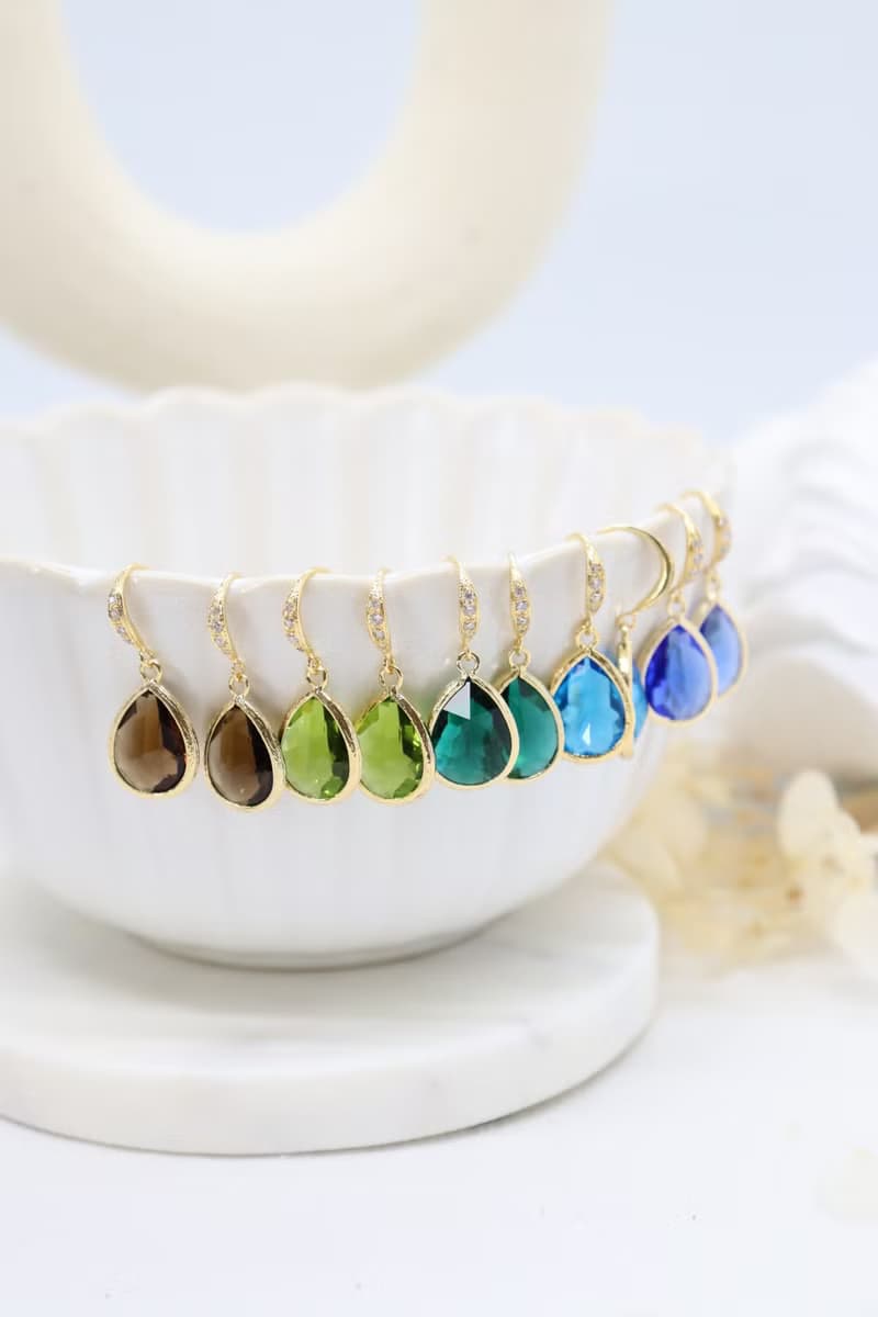 Delicate Transparent Teardrop Crystal Stone Sparkling Cubic hook Earrings