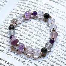 天蝕交響│彩色超七水晶 黑髮晶 紫水晶 手鍊【守護轉運】