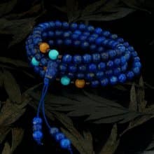 舊礦青金石 108pcs 6mm 松石 石榴石 蜜臘 4圈手鍊 / 項鍊