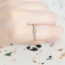 蛋白石925純銀蛋糕鋯石戒指