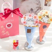 情人節禮物推薦 送禮組合禮袋C款 日本貓咪花束手巾+LOVE牽手小熊