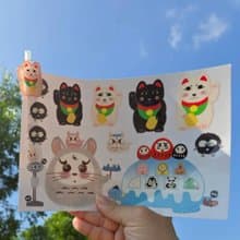 療癒トトロ 招財貓 車貼 文具 筆電 手機殼 行李箱 水壺 鐵盒貼紙
