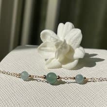 小清新//天然翡翠A貨 藍水 美國14K包金配飾 手鍊