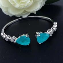 Paraiba Tourmaline Bracelet, Blue Paraiba Tourmaline Bangle, Paraiba Cuff Bangle