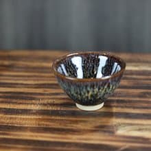【母親節禮物】45ml 錯落 天目釉 中式小茶杯 鶯歌名家葉敏祥作