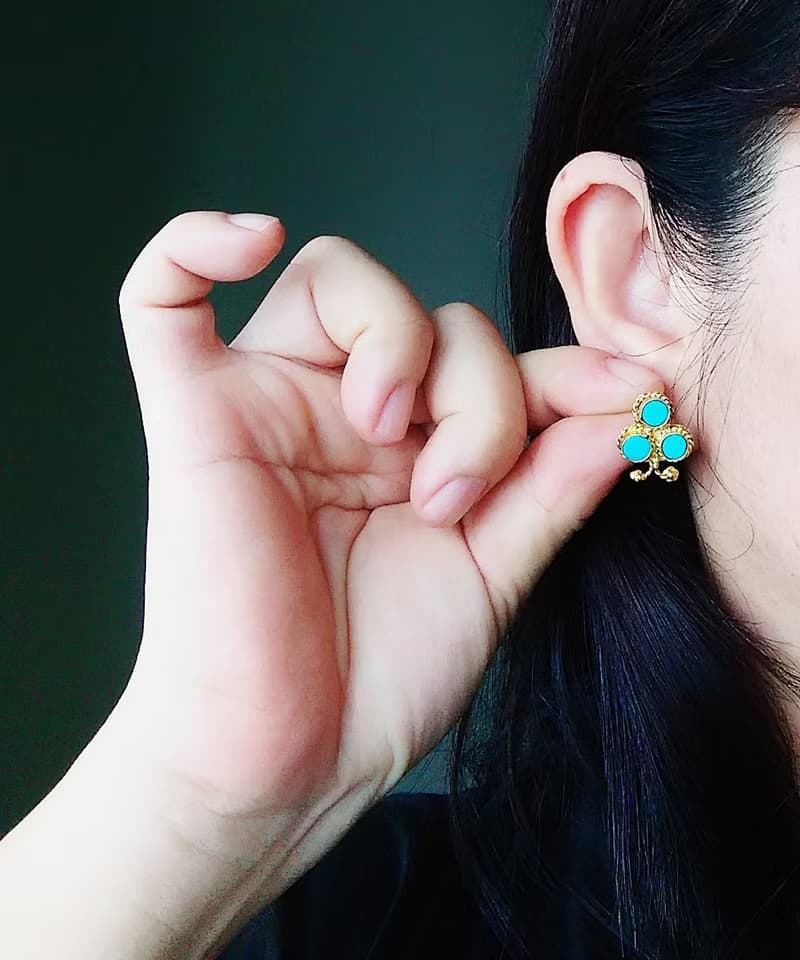 Vintage Jewelry 西洋古董飾品 小巧 可愛手工 復古 針式耳環