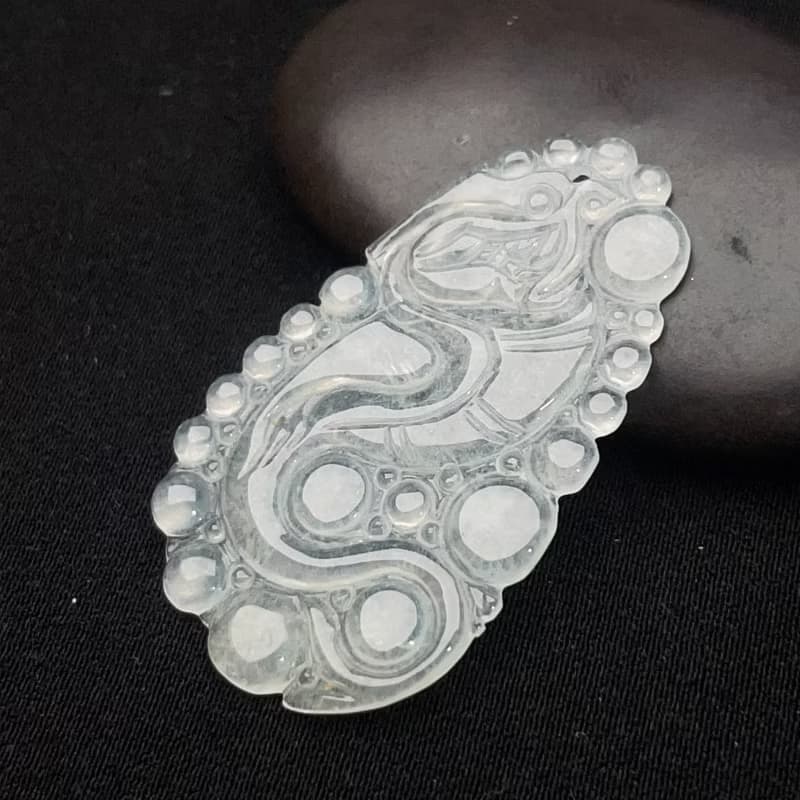 冰種翡翠古龍牌 | 天然緬甸玉翡翠A貨 | 送禮