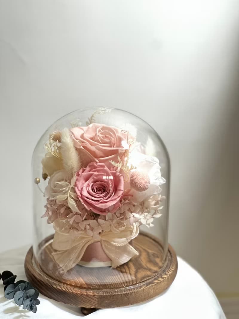 永恆一束花 玫瑰花束玻璃罩 永生花盅 情人節禮物
