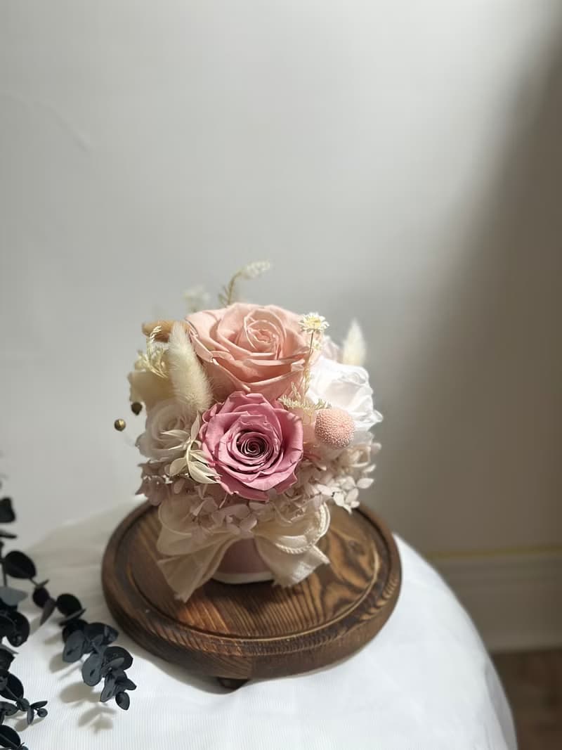 永恆一束花 玫瑰花束玻璃罩 永生花盅 情人節禮物