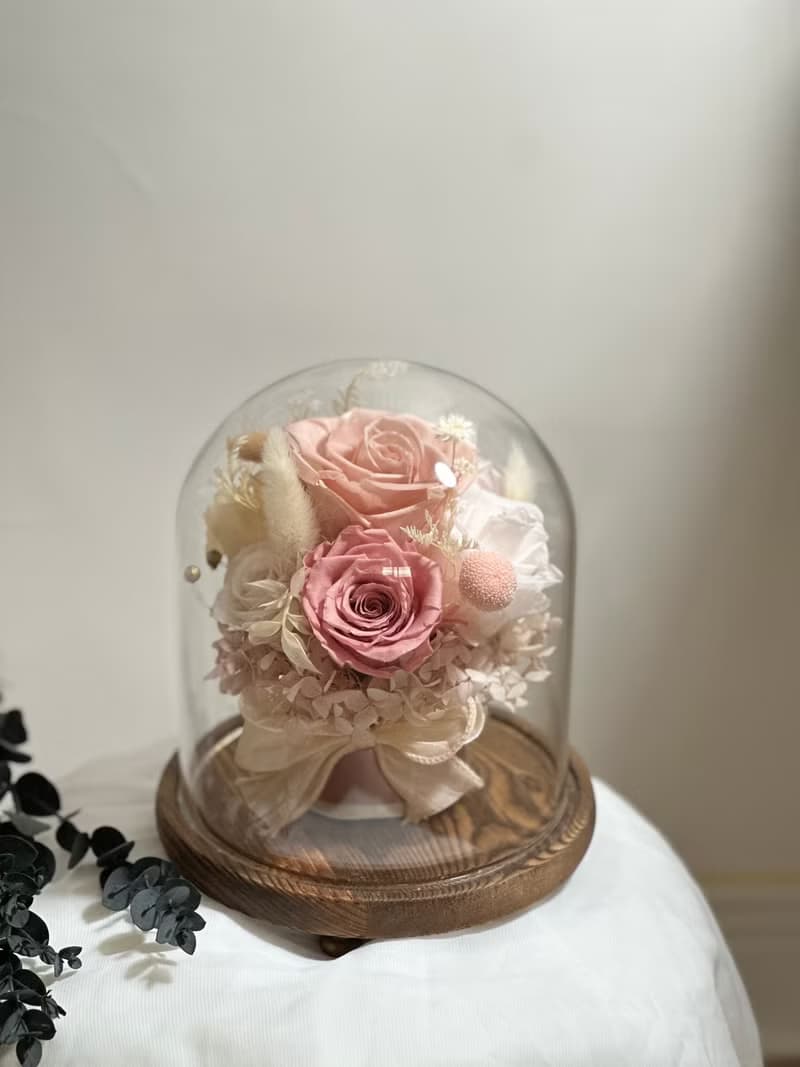 永恆一束花 玫瑰花束玻璃罩 永生花盅 情人節禮物