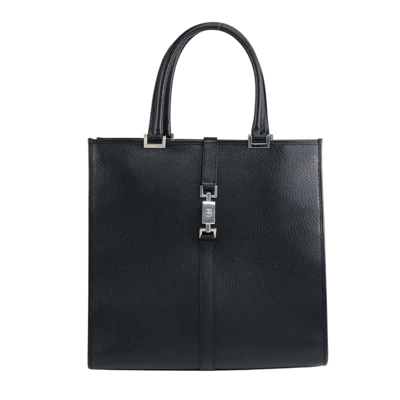 【 日本直送　名牌中古包 】GUCCI グッチ ジャッキー ハンドバッグ ブラック レザー vintage ヴィンテージ オールド 2kdzsa