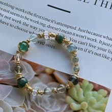 邊境森林丨玉化鳳凰松+綠草莓+海藍寶 //招財療癒// 天然水晶手鍊