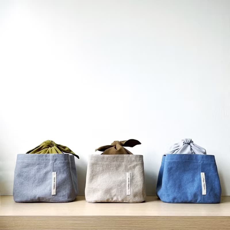 超手感綁帶式便當袋 | 極簡灰 | 厚磅水洗帆布 | 手提袋 野餐袋