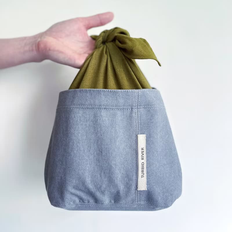 超手感綁帶式便當袋 | 極簡灰 | 厚磅水洗帆布 | 手提袋 野餐袋