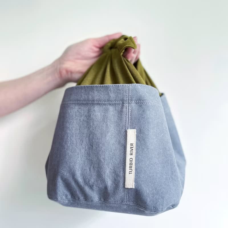 超手感綁帶式便當袋 | 極簡灰 | 厚磅水洗帆布 | 手提袋 野餐袋