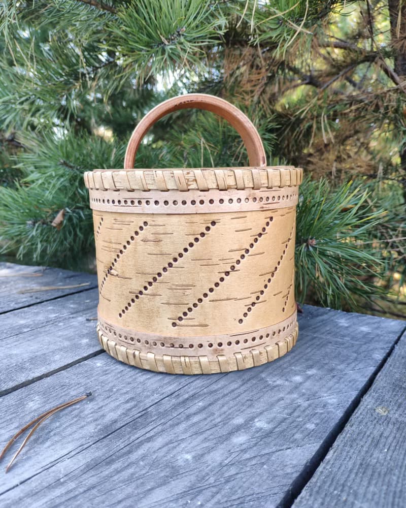 Birch bark box, birch bark canister, tea box