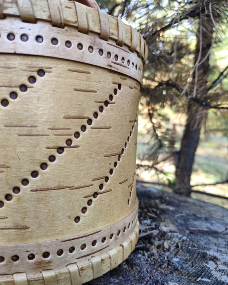 Birch bark box, birch bark canister, tea box