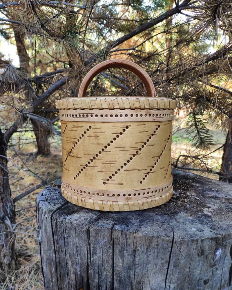 Birch bark box, birch bark canister, tea box
