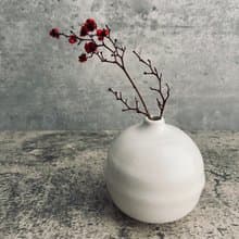日式一輪插花瓶 紋白陶瓷小花器