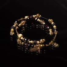 化羽成蝶 // C1442金曜石黑瑪瑙茶晶雙圈手鍊