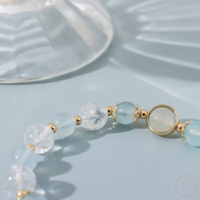 (自信+表達) 月蝕 | 海藍寶 月光石 白水晶 | 天然水晶手鍊