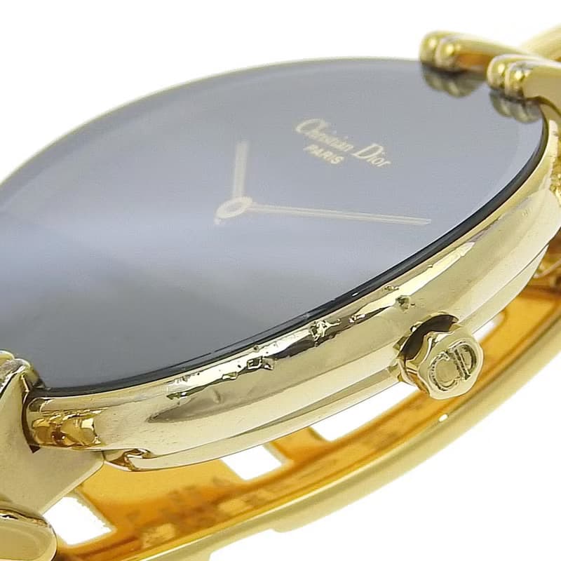 【日本直送】クリスチャンディオール Dior バキラ 腕時計 D46-154-4 金メッキ クオーツ アナログ表示 黒文字盤 レディース【中古】