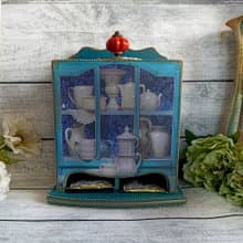 Turquoise tea house, Wooden tea box, Tea Party, kitchen decor, housewarming gif