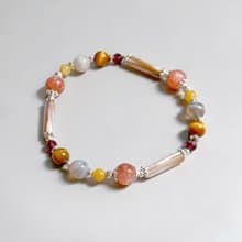 太陽石黃虎眼波斯瑪瑙925純銀手鍊