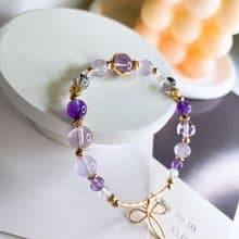 夢迴 紫水晶 黑髮晶 白水晶 月光石彈性水晶天然石手鍊手環