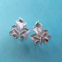 Vintage Jewelry 西洋古董飾品 TRIFARI 銀色調 葉子 夾式耳環