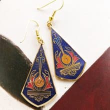 Vintage Jewelry 西洋古董飾品 景泰藍 紫底典雅 耳勾 針式耳環