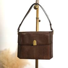 【 日本直送　名牌中古包 】Yves Saint Laurent  ショルダーバッグ ブラウン YSLロゴ レザー セミショルダー vintage m28gue