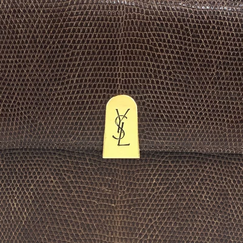 【 日本直送　名牌中古包 】Yves Saint Laurent  ショルダーバッグ ブラウン YSLロゴ レザー セミショルダー vintage m28gue