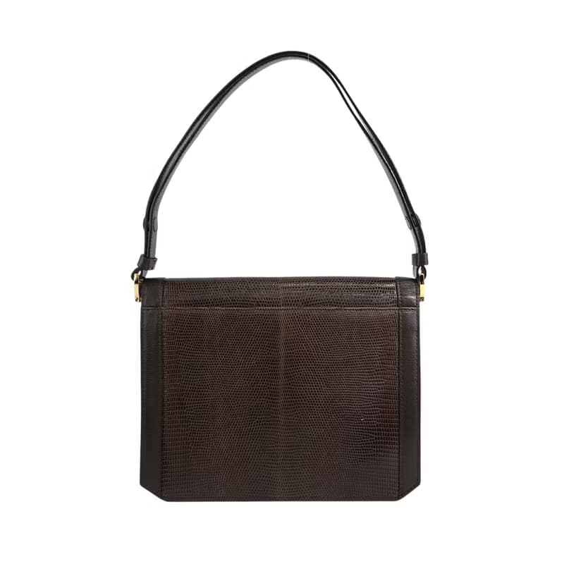 【 日本直送　名牌中古包 】Yves Saint Laurent  ショルダーバッグ ブラウン YSLロゴ レザー セミショルダー vintage m28gue