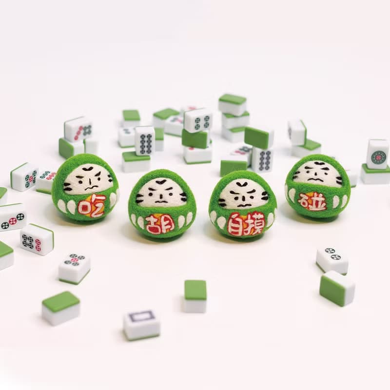 麻將達摩 福神 鑰匙圈 吊飾 擺飾 羊毛氈 生日禮物 幸運小物
