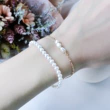 【波浪小蕾絲】3顆天然淡水珍珠 純銀手鍊