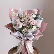 【鮮花】情人節花束奶茶藕粉色玫瑰桔梗鮮花花束