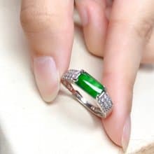 冰種老坑綠翡翠無事牌戒指 925純銀 | 天然A貨翡翠 | 送禮