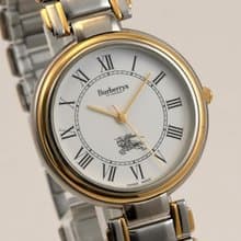 BURBERRYS バーバリー メンズ腕時計 クォーツ ホワイト ローマン文字盤  SWISS MADE 34mm径 Ref.8000  手錶 古董錶
