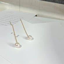 Yuan design 14k包金天然近正圓幾乎無暇珍珠耳釘耳線法式優雅款