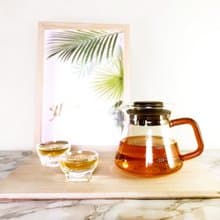 台灣純手工吹製 日詮刻度玻璃壺 棕色把手360ml