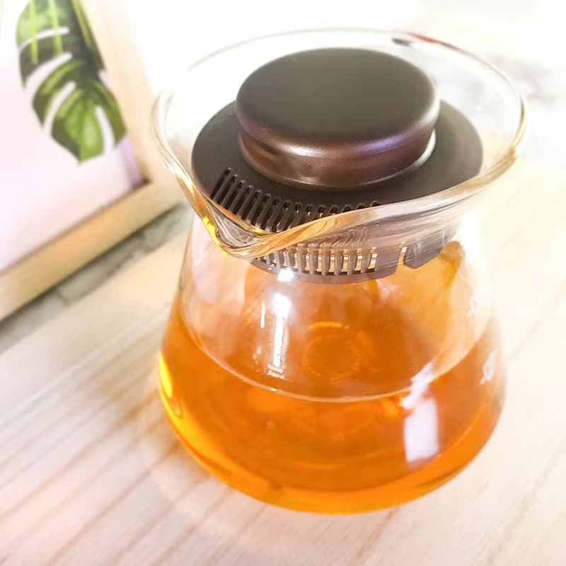 台灣純手工吹製 日詮刻度玻璃壺 棕色把手360ml