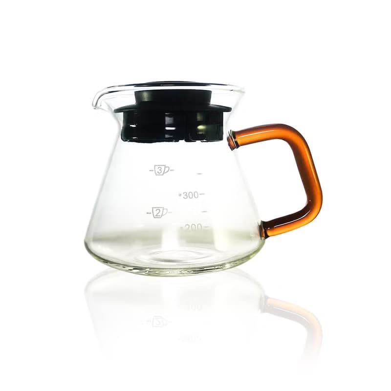 台灣純手工吹製 日詮刻度玻璃壺 棕色把手360ml